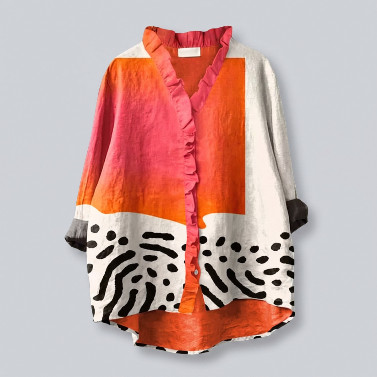 Mariel – Blouse colorée à volants, autre vue – Caelen Paris