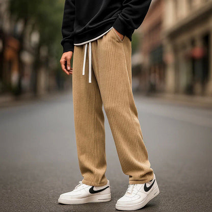 Martin, pantalon jogger en velours côtelé beige - vue 1