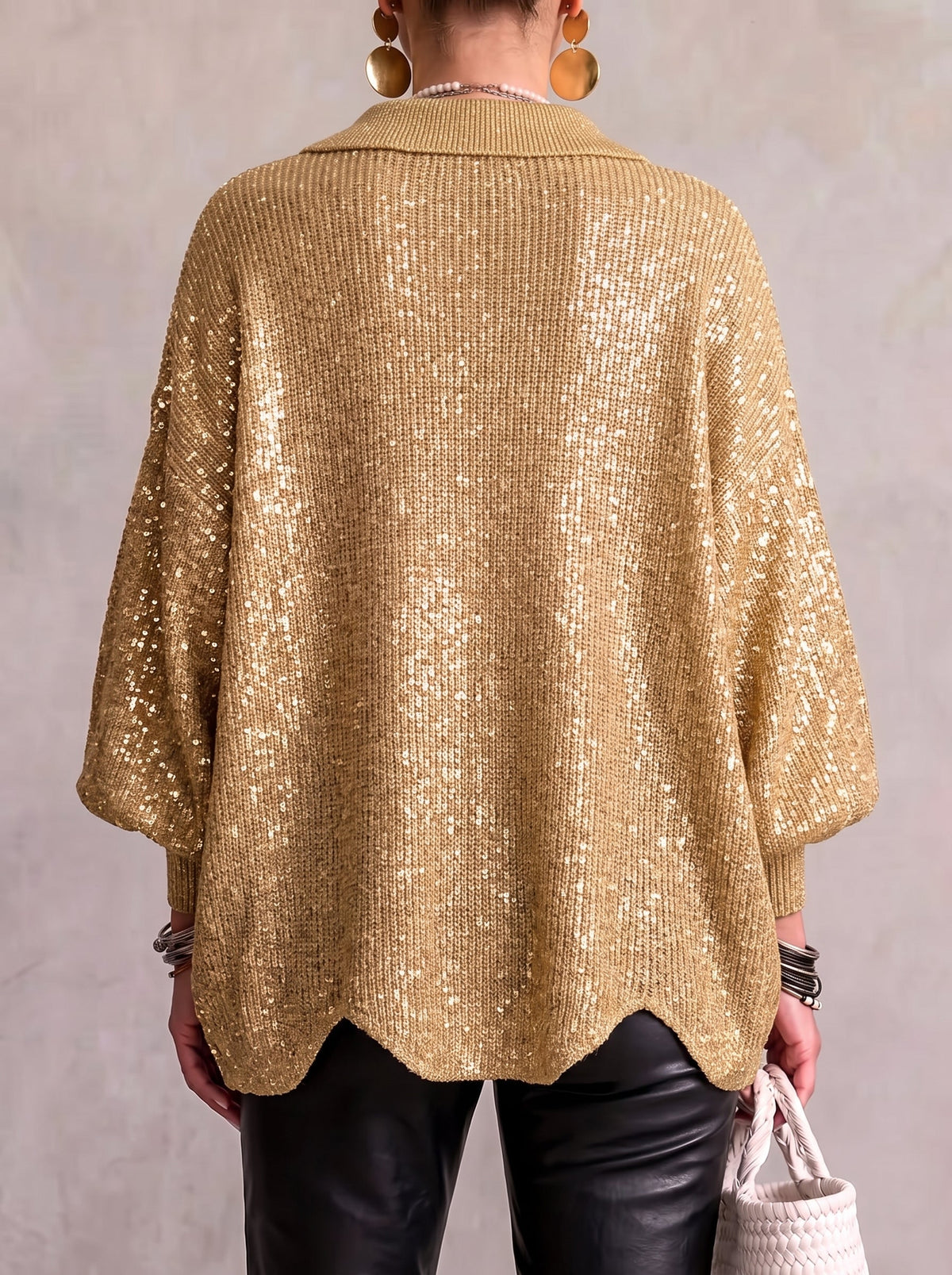 Gilet oversize à boutons dorés