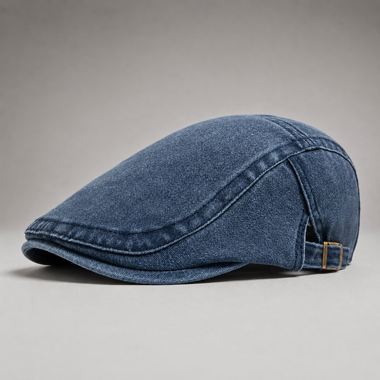 Paul, casquette plate en denim bleu jean