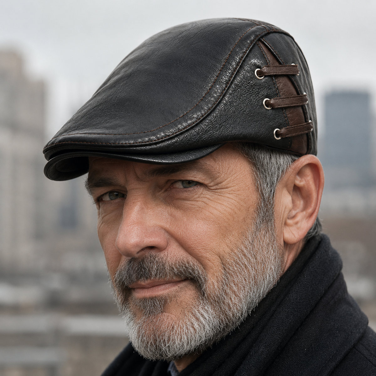 Raymond, casquette en cuir portée