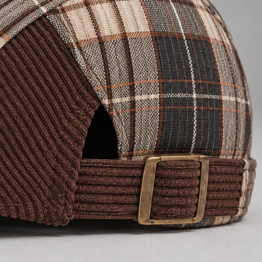 Roger, casquette écossaise : bande en velours et boucle