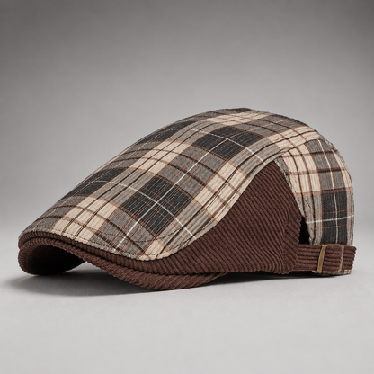 Roger, casquette plate écossaise marron
