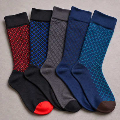 Théodore, chaussettes en coton à losanges - vue 1