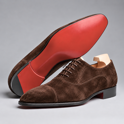 Victor, richelieus en daim marron semelle rouge homme - vue 1