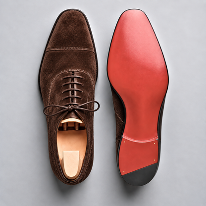 Victor, richelieus en daim marron semelle rouge homme - vue 2
