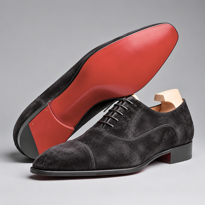 Victor, richelieus en daim noir semelle rouge homme - vue 1