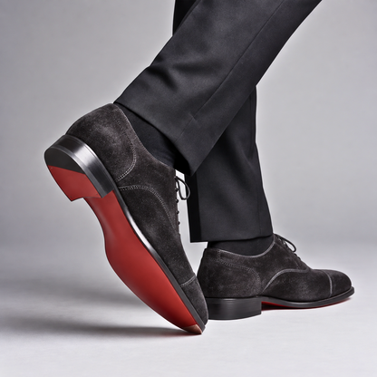 Victor, richelieus en daim noir semelle rouge homme - vue 3