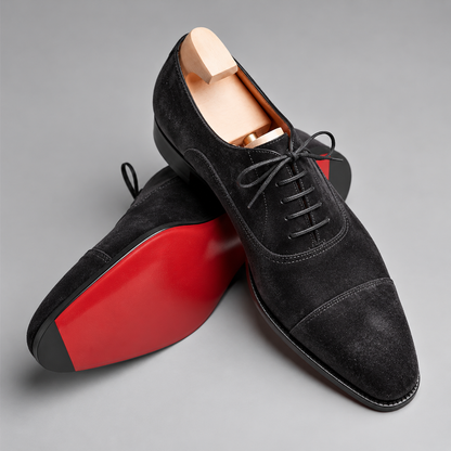 Victor, richelieus en daim noir semelle rouge homme - vue 4